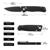 CMB17B CMB Braveman CMB-17B – Couteau Pliant EDC Axis Lock, Lame Drop Point S35VN PVD Noir, Manche Titane Black - Livraison Gratuite 