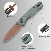CMB18G Couteau Pliant CMB Made Knives Explorer Lame Acier 14C28N Drop Point Manche Micarta Vert Axis Lock - Livraison Gratuite