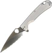DGRF22FSSS Couteau Daggerr Zhalo tactique Lame Spear Point crantée Acier D2 Manche Acier brossé Frame Lock – Livraison Gratuite