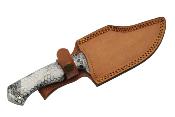 DM1321 Couteau Bowie Damas Texas Rattler Lame Acier Damas 256 Couches Etui Cuir - Livraison Gratuite