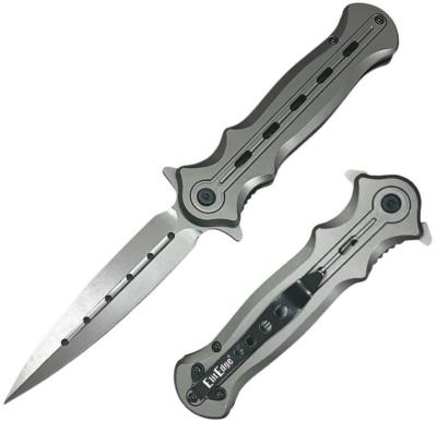 EE10B010GY Couteau Semi Automatique ElitEdge Dagger Lame Acier 8Cr13MoV Manche Acier Linerlock - Livraison Gratuite