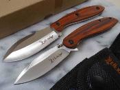 ERSET111BN Couteau Elk Ridge Combo | Lame Acier Inox Satin | Manche Bois Lame Fixe et Linerlock Housse nylon - Livraison Gratuite 