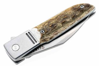 FKCGS905 Couteau Finch Geneva Spur Lame Acier 154CM Wharncliffe Manche Acier/Corne - Livraison Gratuite