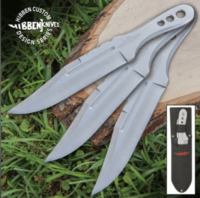 GH5106 Hibben Triple Set Throwing Knives Lame Clip Point 3Cr13 Etui - Livraison Gratuite 