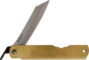 HIGOZOD05 — Couteau Higonokami Warikomi Lame Acier Blue Paper Made in Japan Manche Laiton Gravé Sanglier Chikiri Clip - Livraison Gratuite