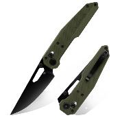 HTK01GRN Couteau Hightron Sharplyn Od Green Straight-Back Lame Acier 14C28N Axis Lock - Livraison Gratuite