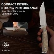 KI1045MD1 Kizer Begleiter Drop Point – Couteau Fixe Outdoor | Lame Acier CPM-3V | Manche Burlap Micarta | Étui Kydex |  Livraison Gratuite