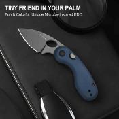 KIV2742A1 Kizer Microbe – Couteau Lame Acier 14C28N Drop Point Manche Aluminum Blue Button Liner Lock Clip – Livraison Gratuite