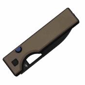 KIV3708A2 Couteau Kizer Little Ringbo | Lame Drop Point Acier AEB-L Black | Manche Brown Aluminum Button Liner Lock - Livraison Gratuite
