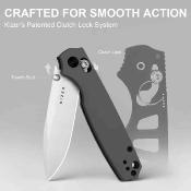 KIV3789A2 Kizer Pokiman CD – Couteau Lame Acier AEB-L Satin Drop Point Manche Aluminium Gray Clutch Lock Thumb Stud Clip – Livraison Gratuite