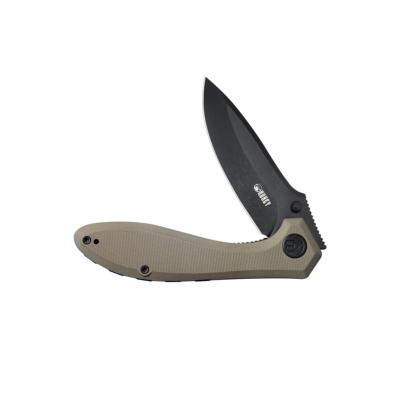 KUB314K Kubey Ruckus – Couteau Liner Lock | Lame Drop Point AUS-10 Blk | Manche G10 Tan | Bearing - Livraison Gratuite