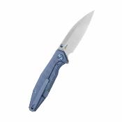 KUB474B Kubey Whammy Couteau Lame Acier 14C28N Satin Manche Titane Blue Framelock - Livraison Gratuite
