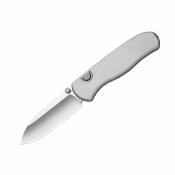 KI3619BDA4 Couteau Kizer Drop Bear Zero | Lame Ultra Drop Point Acier M390 Satin | Manche Light Gray Aluminum Button Liner Lock - Livraison Gratuite