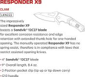 LKN222 — Couteau Lansky Responder X9 Lame Acier 12C27 Satiné Drop Point Manche G10 Noir Vert Linerlock Clip - Livraison Gratuite