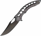 MGR632TMDG Miguron Knives Geloty – Couteau pliant Frame Lock Lame Acier Vanax Hand Ground Satin Manche Grey PVD Titanium Timascus Clip - Livraison Gratuite