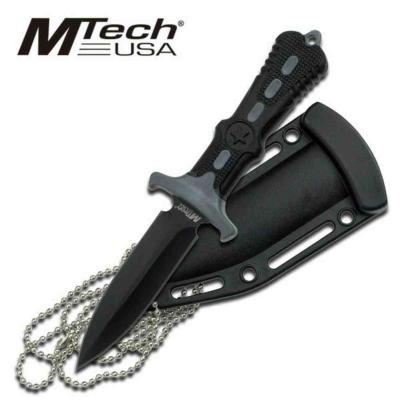 MT2014GY Lot de 3 Couteau de Cou MTech Dague Lame Acier 440 Etui - Livraison Gratuite