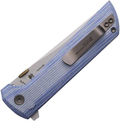 NMB2406BLMCT — Couteau North Mountain Blade Chop 2 Button Lock Lame Acier SLD-Magic San Mai Tanto Manche Micarta Bleu Livraison Gratuite