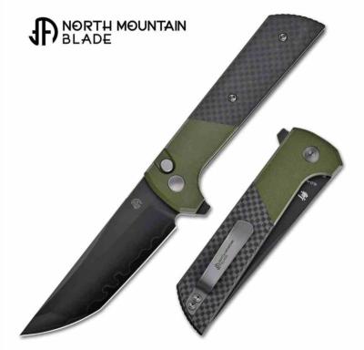 NMB2407SGCFD North Mountain Blade Chop 2 – Couteau Pliant Lame SLD‑Magic San Mai Tanto – Manche Alu/FCarbone Vert – Livraison Gratuite