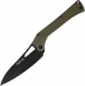 ON4325 Ontario Camp Plus EDC – Couteau Lame Cleaver Acier 420 Noire | Manche Nylon Vert | Liner Lock | Clip - Livraison Gratuite