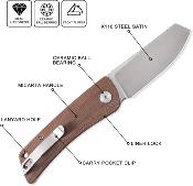 PFKE05BRMP Couteau Petrified Fish Flavorist Brown Front Flipper Acier K110 - Livraison Gratuite