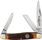 QAWB47 Couteau Queen USA Amber Winterbottom Bone Stockman – Lames Acier Carbone 1095 – Manche Os – Slip Joint – USA – Livraison Gratuite