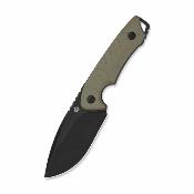 QS169C2 Couteau QSP Tiny Tot | Lame Acier 10Cr15MoV Blk Drop Point| Manche G10 Sand | Étui Kydex - Livraison Gratuite