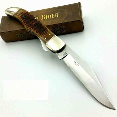 RR854 Couteau Rough Rider Manche Os Lame Acier 440 Linerlock - Livraison Gratuite