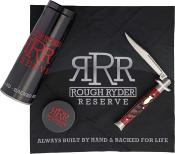 RRR052 Couteau Rough Ryder Reserve Bowtie Fishtail Lame Clip Point Acier D2 Manche Os Rouge - Livraison Gratuite