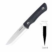 RS3721S Real Steel Bushcraft Plus II – Couteau Lame Fixe Acier 14C28N Scandi Manche G10 Black Housse Cuir – Livraison Gratuite 