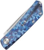 RS7001TC04B Couteau Real Steel Luna Slipjoint Blue Camo Titanium Lame Acier N690 - Livraison Gratuite