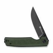 S251122 — Couteau Pliant Sencut Stria Lame Acier D2 Noir (59-61HRC) Manche Plaquettes Green Canvas Micarta Flipper Thumb Stud Livraison Gratuite