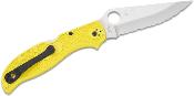 SC258SYL Couteau Spyderco Stretch 2 XL Salt Yellow Lame Acier H-2 Serrated Made In Japan - Livraison Gratuite