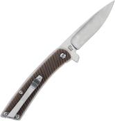 SCH1226635 Couteau Old Timer Slim - Lame Drop Point Acier 7Cr Satin - Manche TPE Marron - Sécurité Liner Lock - Livraison Gratuite