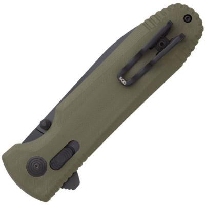 SOG12610257 — Couteau SOG Pentagon XR Lock Lame Acier CTS-XHP Spear Point Noire Manche G10 Vert OD Thumb Stud Livraison Gratuite