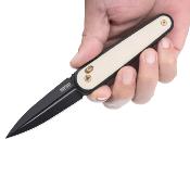 SRM251MBGT2 SRM Twin 251MB-GT2 – Couteau Pliant Ambi Lock, Lame Dagger N690 Ti-Coat, Manche G10 Blanc - Livraison Gratuite