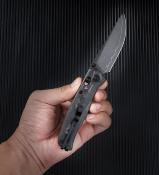 SRM255LFB2 SRM Medal 255L-CB2 - Couteau Pliant - Lame Acier Laminé 140Cr - Manche en Fibre de Carbone - Clip Ambidextre - Livraison Gratuite