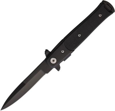 STT27108BK2 — Couteau S-TEC Stiletto Style Lame Acier Inox Noir Spear Point Manche G10 Noir Linerlock Clip - Livraison Gratuite