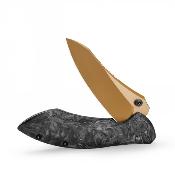 TVJM08RGM Couteau Trivisa Rhino-RG Lame Acier M390 Gold PVD Manche Titanium + Carbon Fiber | Framelock | Livraison Gratuite
