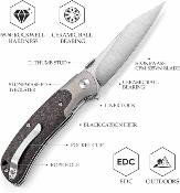 TVTY07CTS UMA-05 Trivisa – Couteau pliant Liner Lock Lame Acier CPM-S35VN Satin Manche Titane & Carbon Fiber - Livraison Gratuite