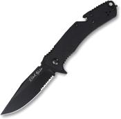 VNI35GPSBBK — Couteau V Nives Black Rambo Utility Pro Lame Acier D2 58-60 HRC Noir Semi-Dentelée Clip Point Manche Plaquettes G10 Noir Linerlock Clip Livraison Gratuite