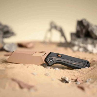VOSA1802 Vosteed Kroc – Couteau pliant Top Liner Lock Lame Acier S35VN Copper Dune Manche Black Aluminum & Topo G10 - Livraison Gratuite