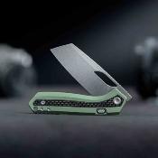 VOSA1803 Vosteed Kroc A1803 – Couteau Pliant Lame Acier S35VN Satin Top Liner Lock Manche Aluminium & Micarta Vert – Livraison Gratuite