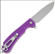 DGRWKFPRSW — Couteau Pliant Daggerr Wocket Linerlock Lame Acier 8Cr14MoV Stonewash Manche Plaquettes FRN Violet Thumb Stud Brise-Vitre Livraison Gratuite