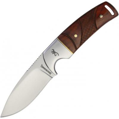 Couteau De Chasse Bushcraft Browning Fixed Blade Cocobolo Acier Inox Manche Bois Etui Cuir BR0229 - Free Shipping