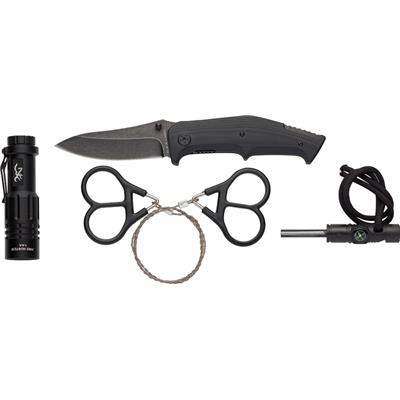 Kit de Survie Browning Outdoorsman Survival Combo Couteau + Lampe + Allume Feu + Scie BR0288 - Free Shipping
