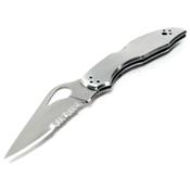 Couteau Spyderco Byrd Meadowlark2 Knife Stainless Handle Serrated Acier 8Cr13Mov BY04PS2