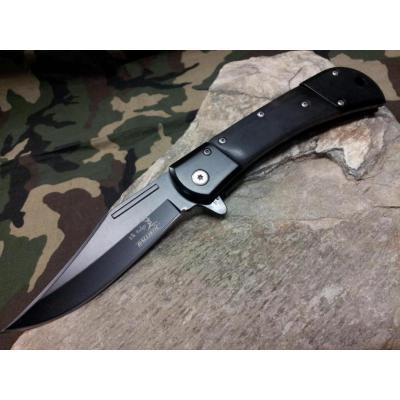 Couteau Elk Ridge Classic Linerlock A/O Black Lame Acier 440 Manche Bois ERA009BK - Free Shipping