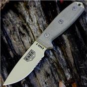 Couteau ESEE Model 3 Acier Carbone 1095 Tan Blade Manche Micarta Made USA NO SHEATH ES3SKODT - Free Shipping