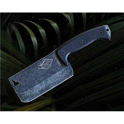 Couteau Couperet Esee Expat Cleaver Lame Acier Carbone 1095 Manche G-10 Etui Cuir Made In USA ESCL1 - Free Shipping
