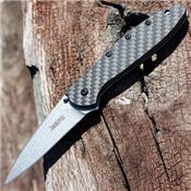 Couteau Kershaw Leek Carbon Fiber Lame Acier CPM 154 Manche Fibre de Carbone Made In USA KS1660CF - Free Shipping